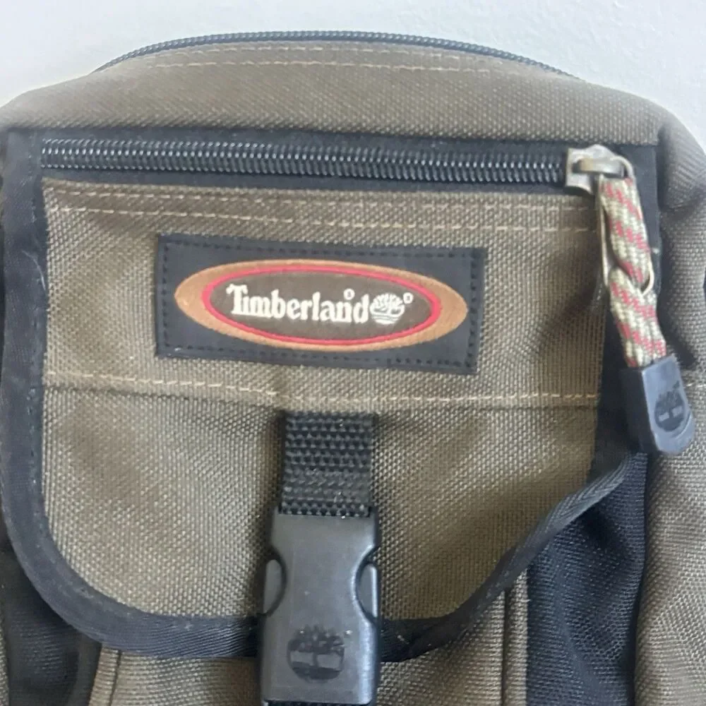 Vintage Timberland Crossbody Bag Olive Drab Canvas Mini Sling Shoulder Travel